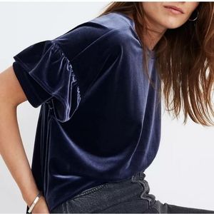 Madewell Velour Stretch Ruffle Sleeve Top